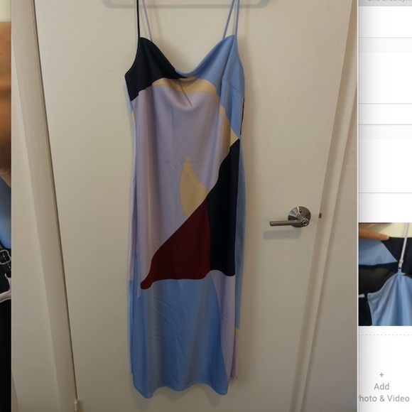 J. Crew Collection Abstract Pattern Satin Midi Dress- Size 6 - Picture 6 of 8